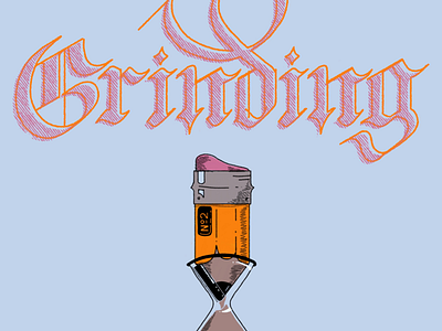 Grinding pencil blackletter illustration