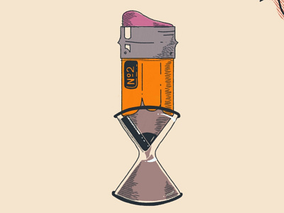 All Used Up hourglass illustration pencil