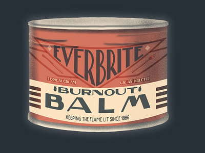 Burnout Balm Packaging Illustration art deco design illustration lettering logo type typography