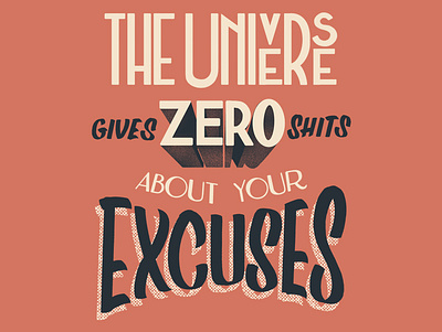 The Universe Gives Zero Shits Lettering art deco brush lettering design lettering sign writing type typography