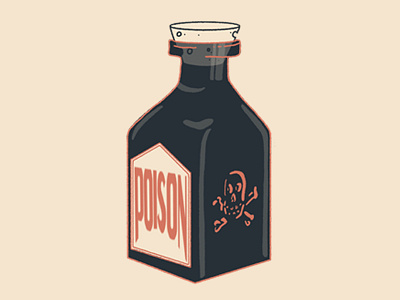 Poison Bottle bottle cork glass bottle illustration lettering poison skull skull and crossbones type