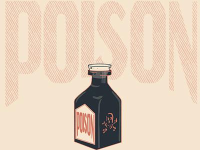 Poison Lettering & Bottle art deco bottle cork hand lettering illustration lettering skull skull and crossbones type