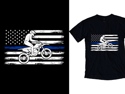 Dirt Biker With American Flag T-shirt Design