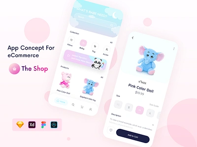 eCommerce App Concept For Baby Toy adobe app boutique brand clothing clean design dresses e commerce fashion figma graphics ios mobile store modern photoshop sketch toy ui ux xd