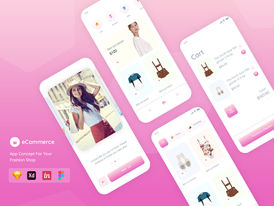 eCommerce App Concept For Fashion adobe app boutique brand clothing clean design dresses e commerce fashion figma graphics invasion ios mobile store modern. sketch ui ux xd