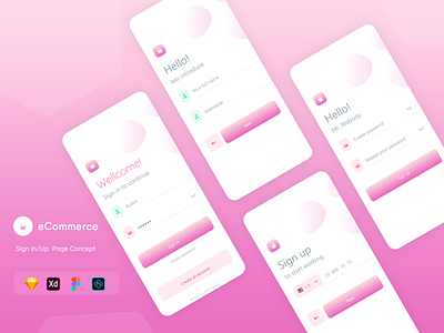 eCommerce Sign in/up Page App Concept