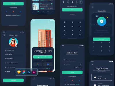 BookLe - Booking UI kit Concept Dark- VOL-01 booking directory listing ticket ui ux