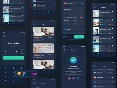 BookLe - Booking UI kit Concept Dark- VOL-03 booking directory hotel listing ticket ui ux