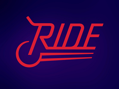 Ride bike cycle design icon illustration lettering logo spin typography