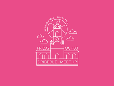 Dribbble Meetup - Buenos Aires animation argentina buenosaires cabildo clouds dribbble event gif graphics meetup motion pink