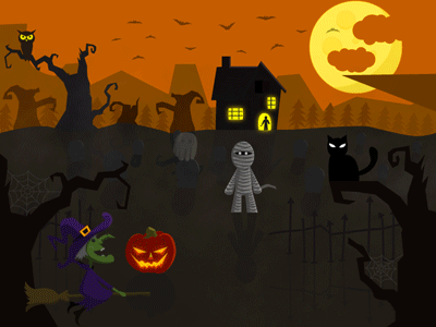 Halloween!! bat cat gif halloween illustration motion mummy owl pumpkin slenderman warewolf witch