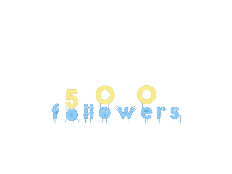 500 Followers!! animation cartoon character cute dance follow fun gif humor letter loop motion