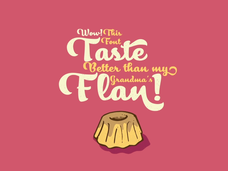 Flan animation dessert flan font food gif illustration jummy motion script type typography
