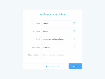 Account creation/registration account creation form form design progress bar registration verify