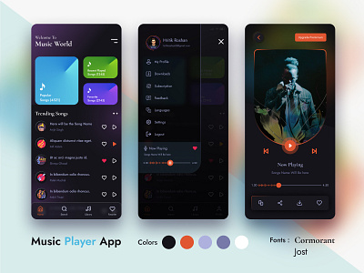Music Player App Design app creative app design design flat graphic design minimal minimal app design mobile ui music app uidesign uxdesign