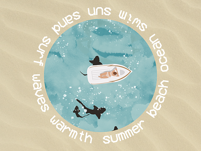 Summer Ocean Badge summer sticker graphic design dribbbleweeklywarmup illustration design