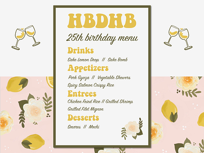 Birthday Dinner Menu Design