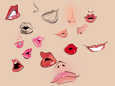 Lips and noses animation cartoon character illustration lips nose noses smile
