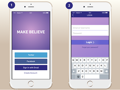 Make Believe Login login magic mobileapp purple