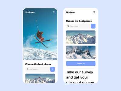 Skydream: A Ski Resort Mobile App alps challenge desgin design ice mobile app mountains redesign ski ski resort ski sports ui ui design uidesign ux