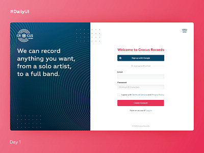 DailyUI #001, sign up