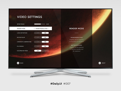 DailyUI #007, settings clean concept contrast daily challenge dailyui dailyui 007 dark game planet playstation ps4 settings ui ux