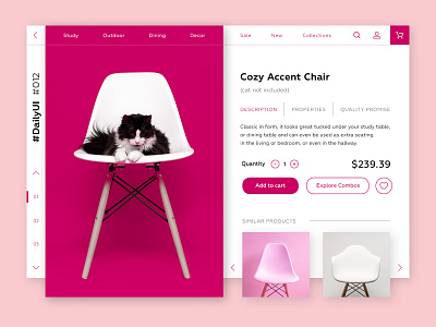 DailyUI #012, e-commerce shop cat chair daily challenge dailyui dailyui 012 e commerce furniture product product page shop store ui ux website