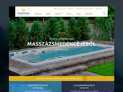 Hydropool design color flat full width homepage massage pool ui web design yellow