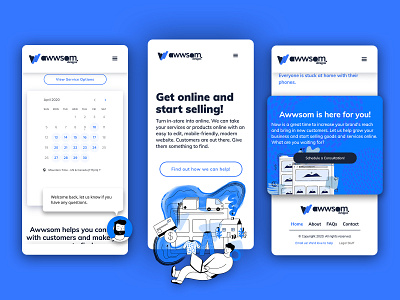 Awwsom Mobile Landing Site call to action chatbot cta design illustration mobile schedule scheduler web web design website