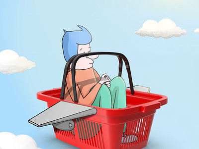 Going to the Store catroon illustration