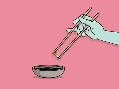 Sushi cartoon character cigarette fish illustration illustrator vector ícone