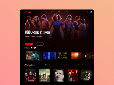 netfix redesign animation branding debut design illustration movies netflix new serie stranger things typography ui ux web webdesign website