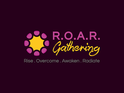 R.O.A.R. Logo brand branding emazen event flower logo rise sun shine unique women