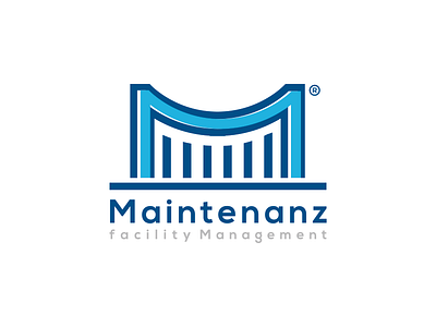 Maintenanz Logo blue brand identity color design logo m word maintenance