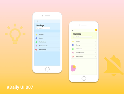 settings - daily ui 007 app daily 100 challenge dailyui mobile settings settings page ui