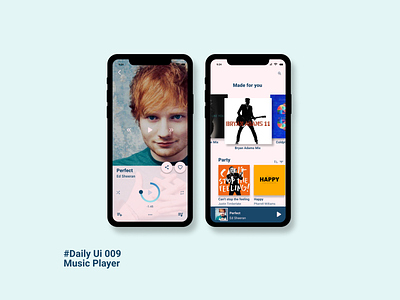 Daily UI 009 - Music player - 3 app daily 100 challenge dailyui mobile music music app music player musicplayer pink play player playlist ui