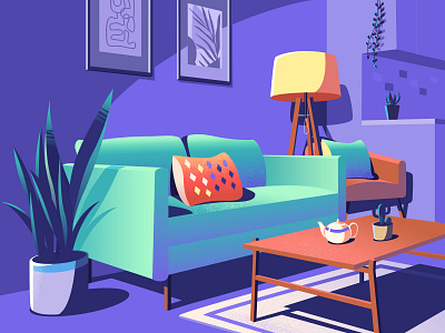 A corner of the living room a living room illustration scene vector