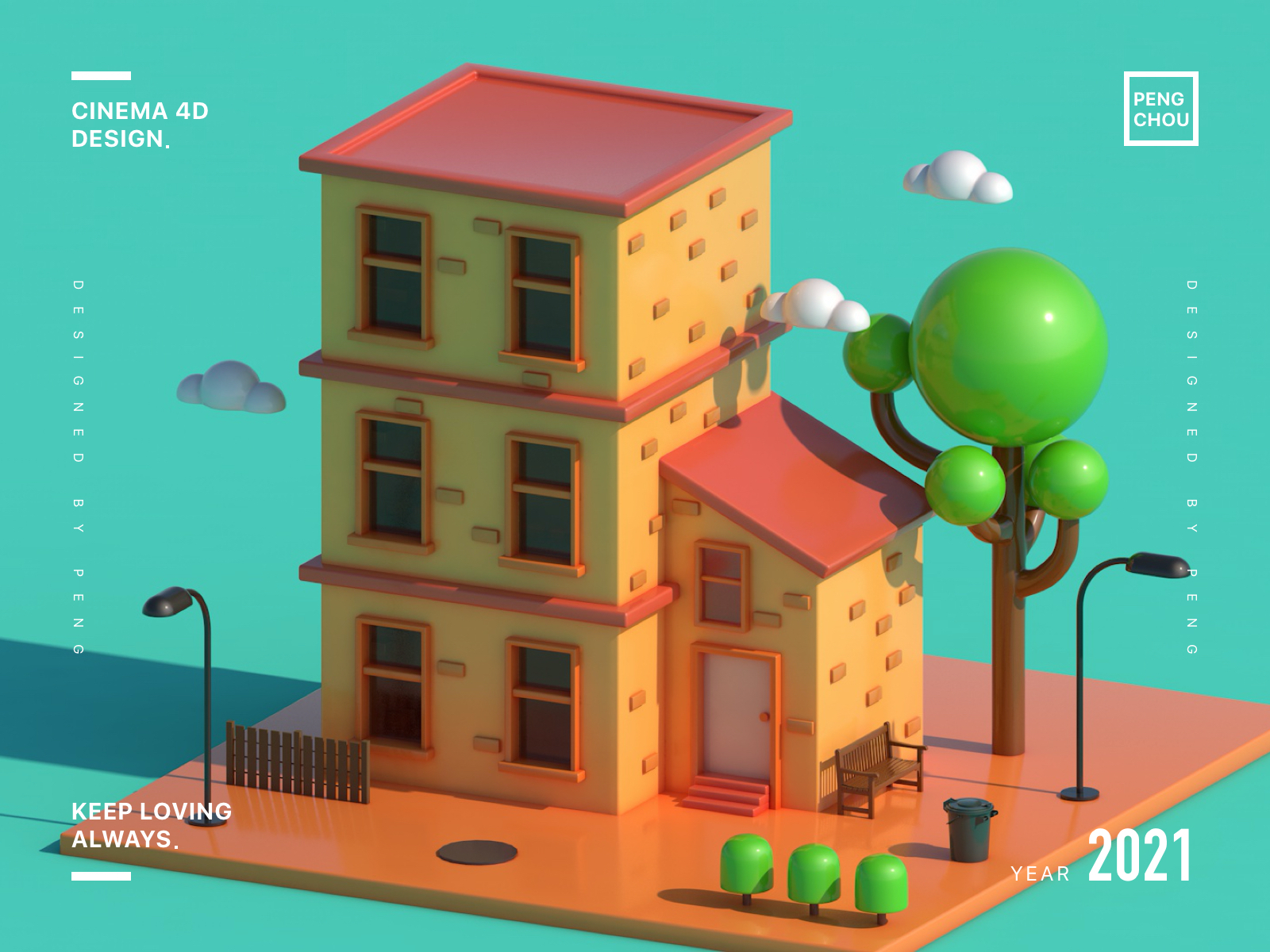 3D Cartoon House by Peng Chou on Dribbble