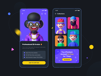 3D Design Assets APP UI Design - Part 2 3d app assets avatar design assets metaverse ui