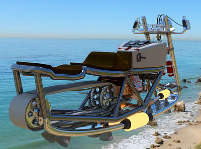 Flying motorcycle "JET LINE" 3d 3dcg concept art concept design deam funny future polly