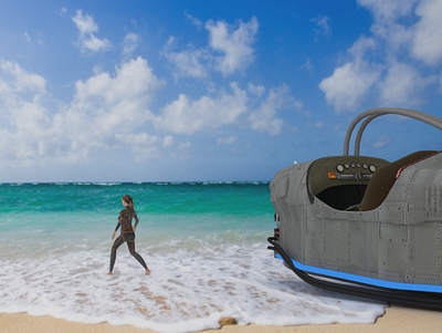 "Jet bob" & Sea 3d 3dcg automotive beach bubble concept design design fancy future polly sky