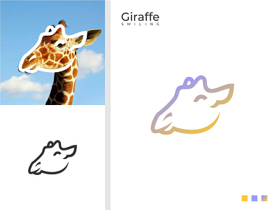 Giraffe smiling line art