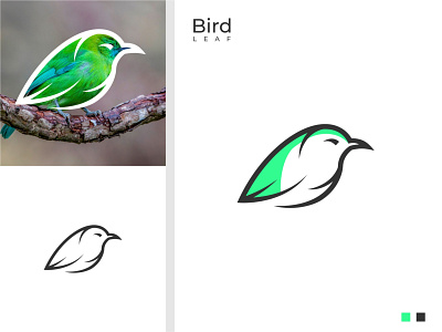Bird Leaf modern logo design icon line organic