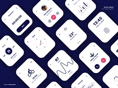 Smartwatch App Design Concept (Light Theme)