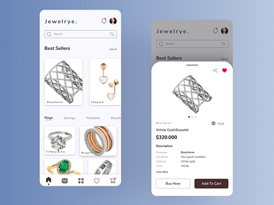 Jewelrye - Jewellery App android aplikasiperhiasan app appdesign application branding design dribbble exploration home screen illustration jewelleryapp jewelry jewelryapp mobile mobileapp mobiledesign ui uidesign uiux