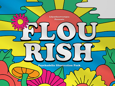 Flourish Psychedelic Illustration Pack colorf colorful creative design graphic design illustration psychedelic