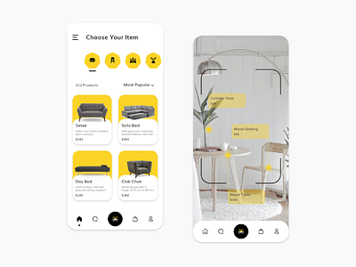 Furniture AR app design furniture minimal mobile ui