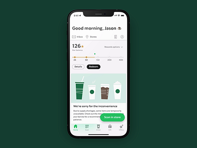 Refined redemption app ios motion graphics starbucks stars ui