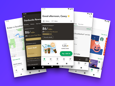 Starbucks for Android, version 5.0 android app design starbucks ui ux