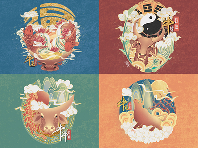 Year of Ox Illustration Chinese Lunar New Year 2021